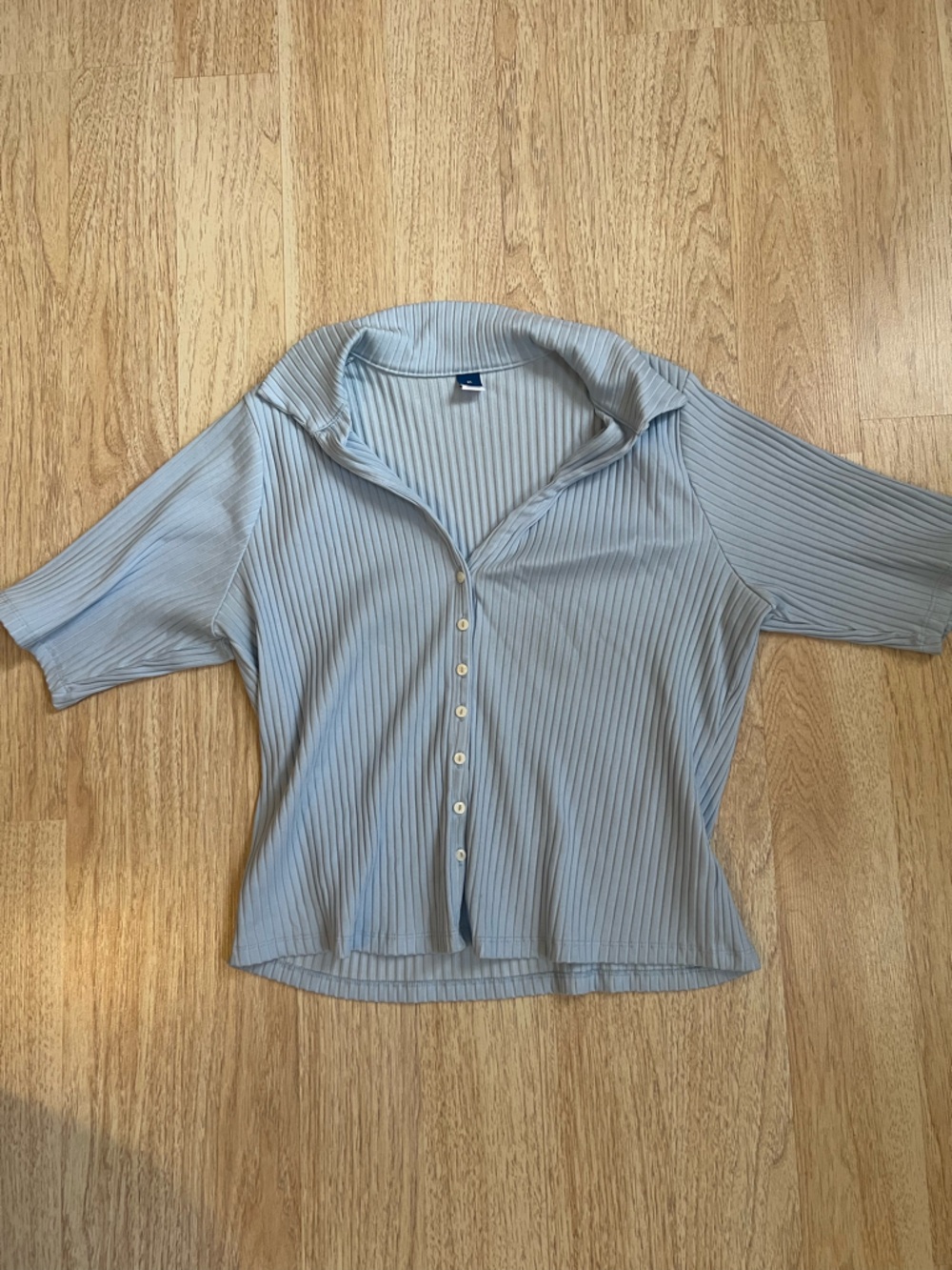 Old Navy Light Blue Ribbed Button-Front Women's Top